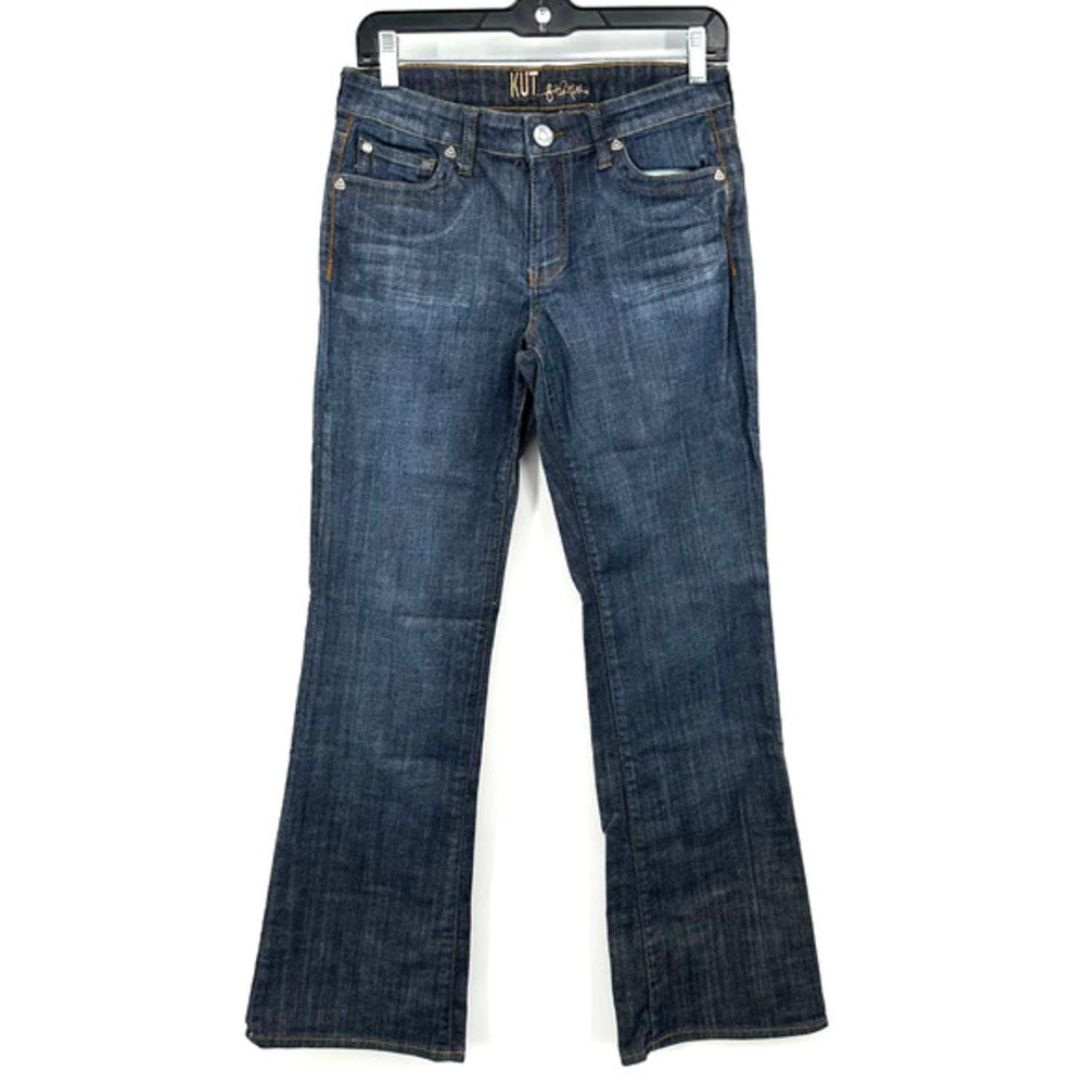 Kut from the Kloth size 4 blue jeans boot cut button tab back pockets